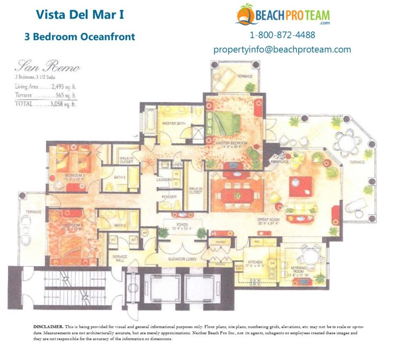 Grande Dunes - Vista Del Mar San Remo Floor Plan - 3 Bedroom Oceanfront